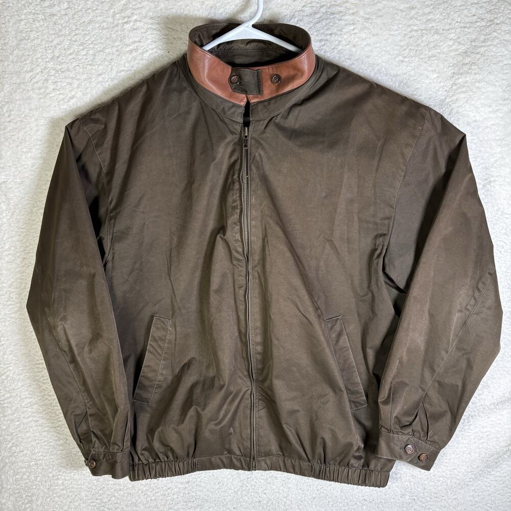 McKenzie Tribe Jacket Mens Medium Brown Leather Collar Bomber Lined Moto Cafe